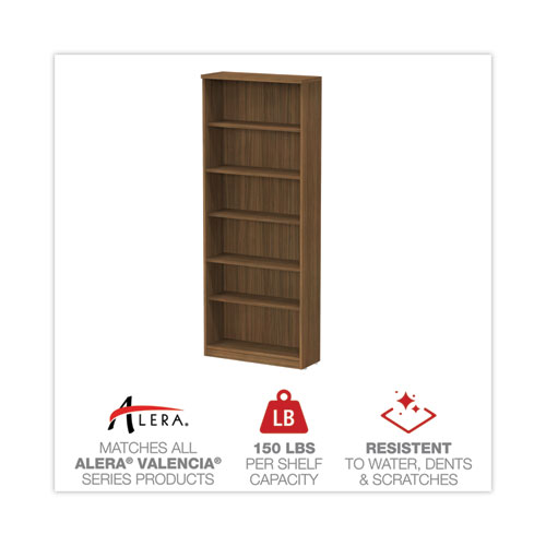 Picture of Alera Valencia Series Bookcase, Six-Shelf, 31.75w x 14d x 80.25h, Modern Walnut