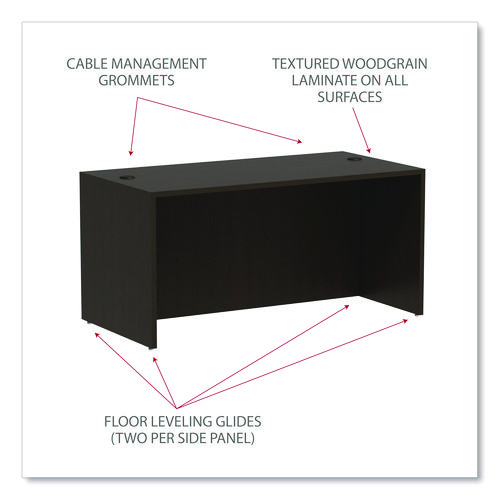 Picture of Alera Valencia Series Straight Front Desk Shell, 59.13" x 29.5" x 29.63", Espresso