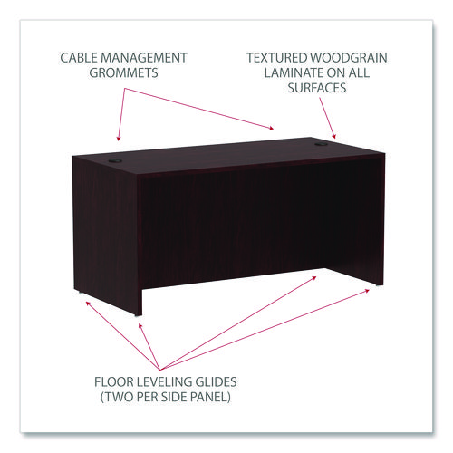 Picture of Alera Valencia Series Straight Front Desk Shell, 59.13" x 29.5" x 29.63", Mahogany