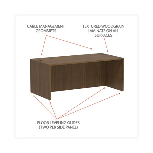 Picture of Alera Valencia Series Straight Front Desk Shell, 71" x 35.5" x 29.63", Modern Walnut