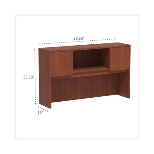 Picture of Alera Valencia Series Hutch with Doors, 4 Compartments, 58.88w x 15d x 35.38h, Medium Cherry