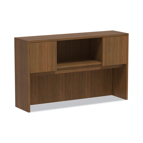 Picture of Alera Valencia Series Hutch with Doors, 4 Compartments, 58.88w x 15d x 35.38h, Modern Walnut