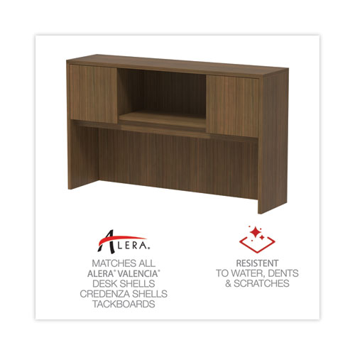 Picture of Alera Valencia Series Hutch with Doors, 4 Compartments, 58.88w x 15d x 35.38h, Modern Walnut