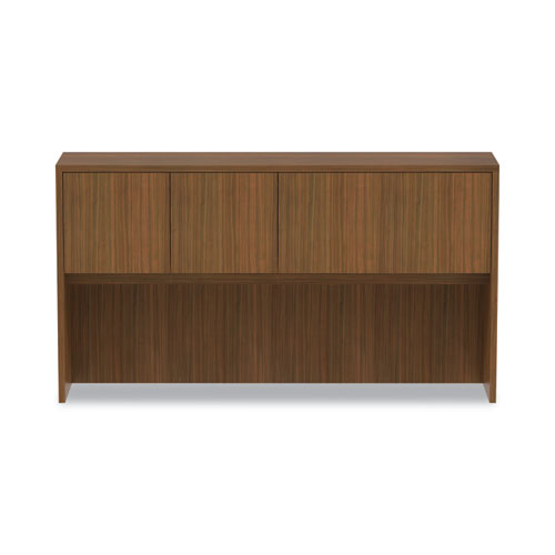 Picture of Alera Valencia Series Hutch with Doors, 4 Compartments, 64.75w x 15d x 35.38h, Modern Walnut