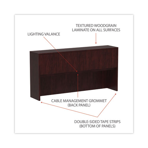 Picture of Alera Valencia Series Hutch with Doors, 4 Compartments, 70.63w x 15d x 35.38h, Mahogany