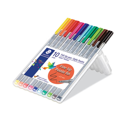 Picture of Triplus Fineliner Porous Point Pen, Stick, Extra-Fine 0.3 mm, Assorted Ink and Barrel Colors, 10/Pack