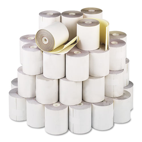 Picture of Impact Printing Carbonless Paper Rolls, 3" x 90 ft, White/Canary, 50/Carton