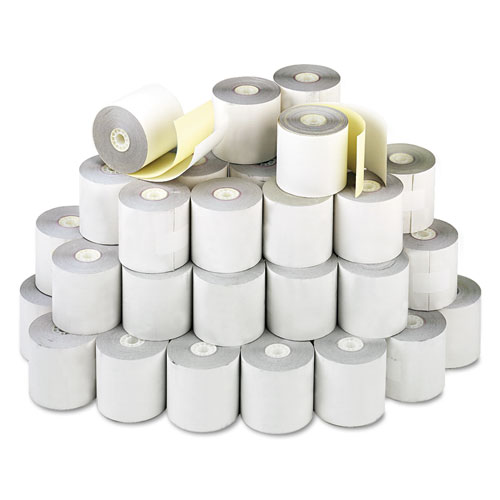 Picture of Impact Printing Carbonless Paper Rolls, 2.25" x 70 ft, White/Canary, 50/Carton