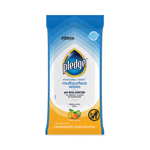 Picture of Multi-Surface Cleaner Wet Wipes, Cloth, 7 x 10, Fresh Citrus, White, 25/Pack, 12 Packs/Carton