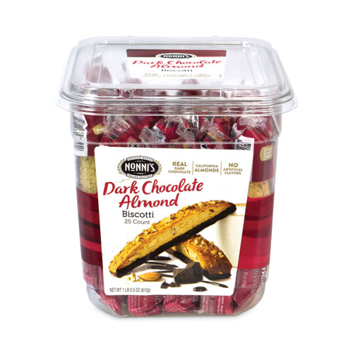 Picture of Biscotti, Dark Chocolate Almond, 1 lb 5 oz Tub, 25 Pieces/Tub, 1 Tub/Carton