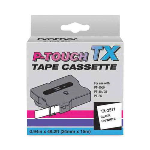 Picture of TX Tape Cartridge for PT-8000, PT-PC, PT-30/35, 1" x 50 ft, Black on White