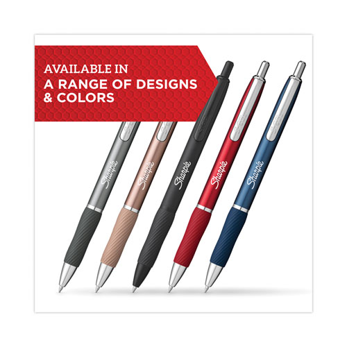 Picture of S-Gel Premium Metal Barrel Gel Pen, Retractable, Medium 0.7 mm, Black Ink, Red Barrel, 4/Pack