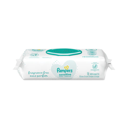 Picture of Sensitive Baby Wipes, 1-Ply, 6.8 x 7, Unscented, White, 56/Pack, 8 Packs/Carton