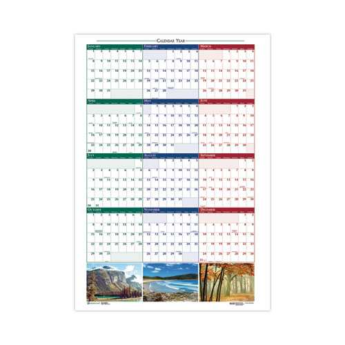 Earthscapes Recycled Reversible/erasable Yearly Wall Calendar, Nature Photos, 24 X 37, White Sheets, 12-Month (jan-Dec): 2022