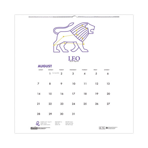 Picture of Recycled Academic Zodiac Wall Calendar, 11 x 14, Multicolor Sheets, 12-Month (Aug to July): 2024 to 2025
