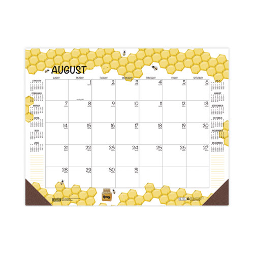 Picture of Academic Year Recycled Honeycomb Desk Pad Calendar, 22 x 17, White/Multicolor Sheets, 12-Month (Aug to July): 2024 to 2025