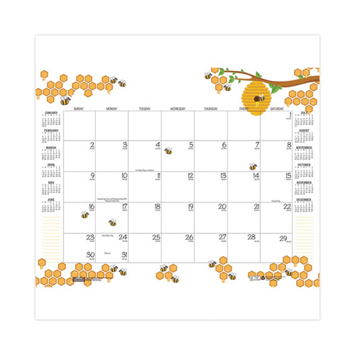 Picture of Academic Year Recycled Honeycomb Desk Pad Calendar, 22 x 17, White/Multicolor Sheets, 12-Month (Aug to July): 2024 to 2025