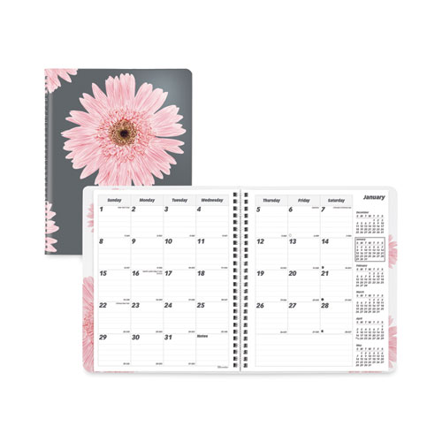 Essential+Collection+Ruled+Monthly+Planner%2C+Daisy+Artwork%2C+8.88+x+7.13%2C+Black%2FPink+Cover%2C+14-Month%3A+Dec+2024+to+Jan+2026