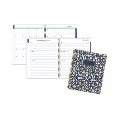 Picture of Precious Weekly/Monthly Planner, Precious Floral Artwork, 11 x 8.5, Blue/Green/Pink Cover, 12-Month (Jan to Dec): 2023