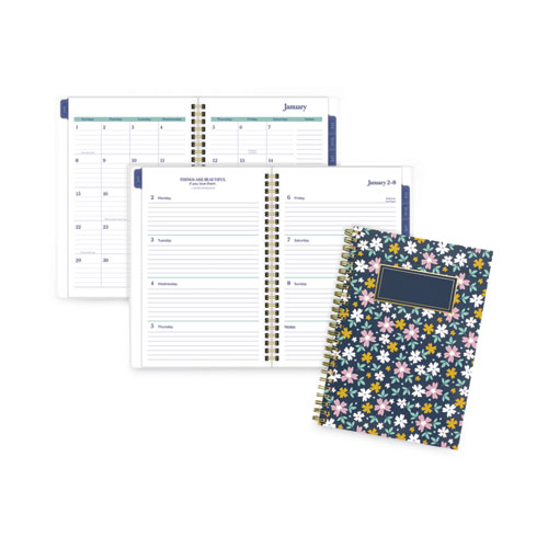 Picture of Precious Weekly/Monthly Planner, Precious Floral Artwork, 8.5 x 5.5, Blue/Green/Pink Cover, 12-Month (Jan to Dec): 2023