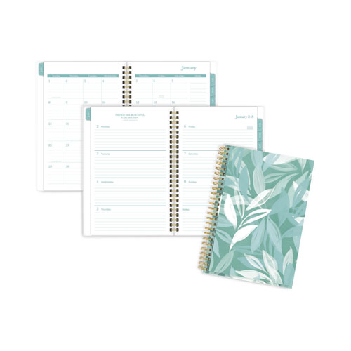 Picture of Bali Weekly/Monthly Planner, Bali Leaf Artwork, 8.5 x 5.5, Green/White Cover, 12-Month (Jan to Dec): 2023