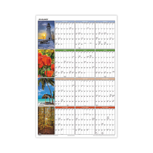 Picture of At-A-Glance Seasons in Bloom Horizontal Vertical Erasable Yearly Wall Calendar