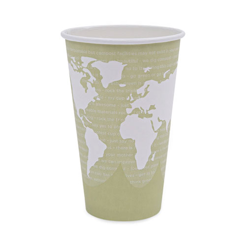 Picture of World Art Renewable and Compostable Hot Cups, 16 oz, Moss, 50/Pack