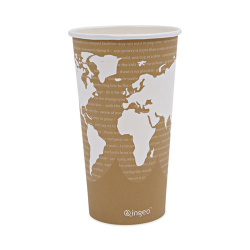 Picture of World Art Renewable and Compostable Hot Cups, 20 oz, 50/Pack, 20 Packs/Carton