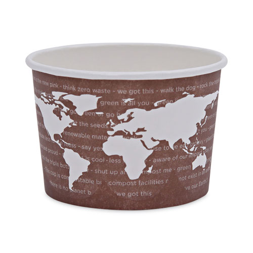 Picture of World Art Renewable and Compostable Food Container, 8 oz, 3.04 Diameter x 2.3 h, Brown, Paper, 50/Pack, 20 Packs/Carton