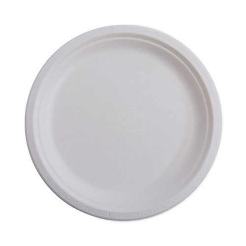 Picture of Renewable Sugarcane Plates Convenience Pack, 6" dia, Natural White, 50/Pack