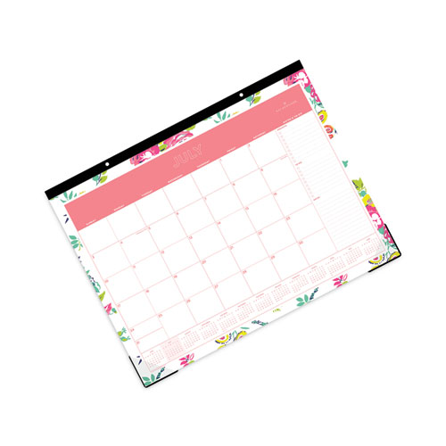 Picture of Day Designer Peyton Academic Desk Pad, Floral Artwork, 22 x 17, Black Binding, Clear Corners, 12-Month (July-June): 2024-2025