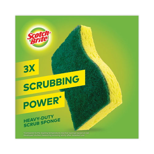 Picture of Heavy-Duty Scrub Sponge, 4.5 x 2.7, 0.6" Thick, Yellow/Green, 6/Pack