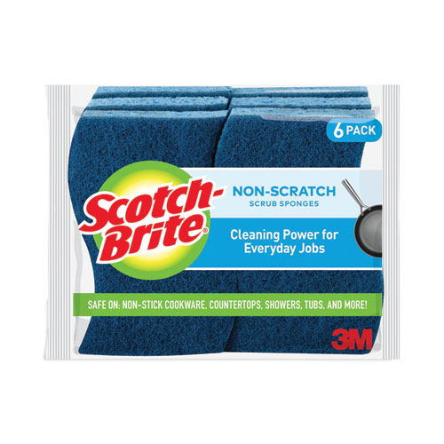 Non-Scratch+Multi-Purpose+Scrub+Sponge%2C+4.4+X+2.6%2C+0.8%26quot%3B+Thick%2C+Blue%2C+6%2Fpack