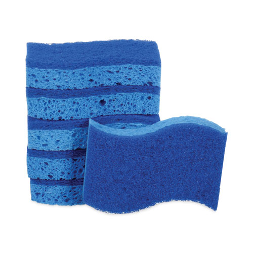 Picture of Non-Scratch Multi-Purpose Scrub Sponge, 4.4 x 2.6, 0.8" Thick, Blue, 6/Pack