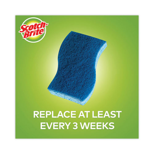 Picture of Non-Scratch Multi-Purpose Scrub Sponge, 4.4 x 2.6, 0.8" Thick, Blue, 6/Pack
