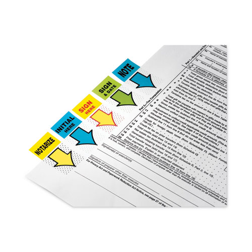 Picture of Arrow Message 1" Page Flags, Sign Here, Yellow, 50 Flags/Dispenser, 12 Dispensers/Pack