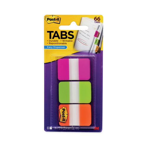Picture of 1" Plain Solid Color Tabs, 1/5-Cut, Assorted Bright Colors, 1" Wide, 66/Pack