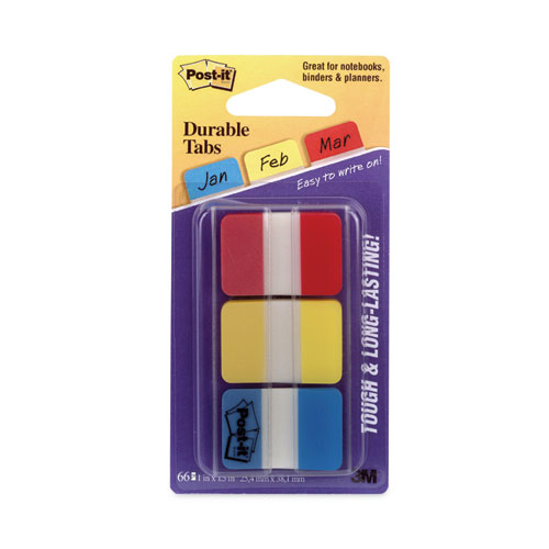 Picture of 1" Plain Solid Color Tabs, 1/5-Cut, Assorted Primary Colors, 1" Wide, 66/Pack