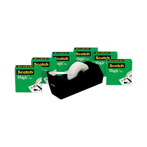 Picture of Magic Tape Desktop Dispenser Value Pack, 1" Core, 0.75" x 83.33 ft, Clear, 6/Pack