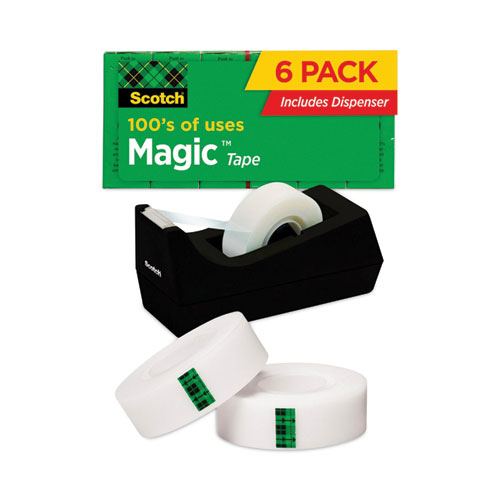 Picture of Magic Tape Desktop Dispenser Value Pack, 1" Core, 0.75" x 83.33 ft, Clear, 6/Pack