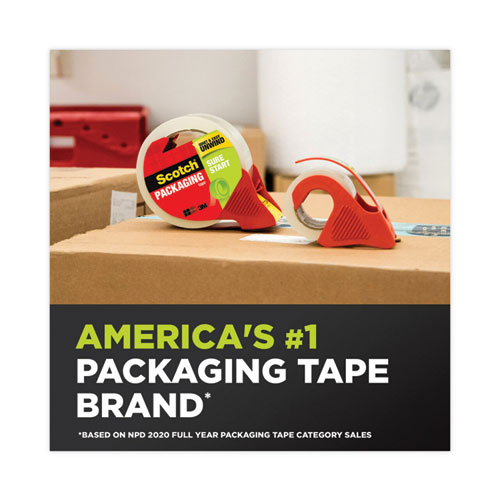 Picture of Sure Start Packaging Tape with Dispenser, 1.5" Core, 1.88" x 22.2 yds, Clear, 6/Pack