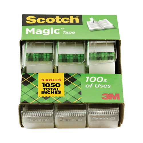 Picture of Magic Tape in Handheld Dispenser, 1" Core, 0.75" x 25 ft, Clear, 3/Pack