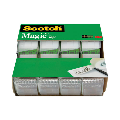 Picture of Magic Tape in Handheld Dispenser, 1" Core, 0.75" x 25 ft, Clear, 4/Pack