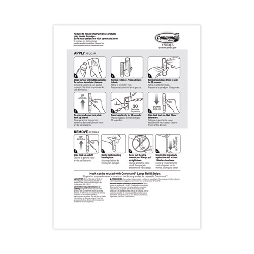 Picture of General Purpose Hooks, Large, Plastic, White, 5 lb Capacity, 14 Hooks and 16 Strips/Pack