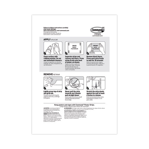 Picture of Poster Strips, Removable, Holds Up to 1 lb per Pair, 0.63 x 1.75, White, 4/Pack, 100 Packs/Carton