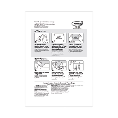 Picture of Poster Strips, Removable, Holds up to 1 lb per Pair, 0.63 x 1.75, White, 12/Pack