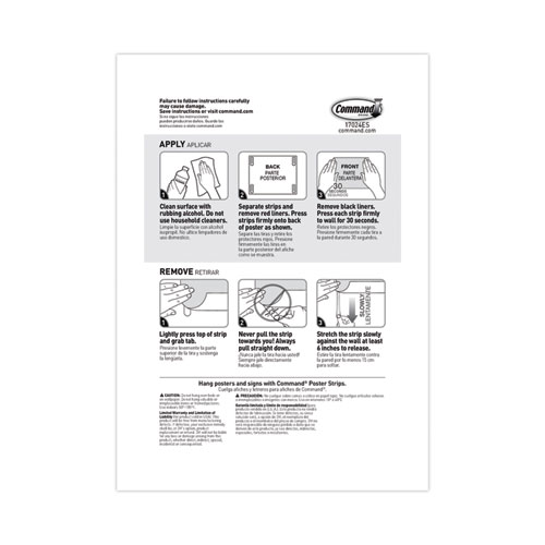 Picture of Poster Strips, Removable, Holds Up to 1 lb per Pair, 1.63 x 2.75, White, 256/Pack