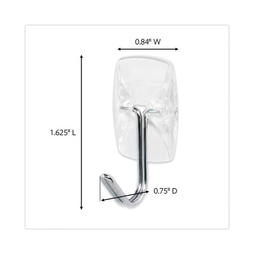Picture of Clear Hooks and Strips, Small, Plastic/Metal, 0.5 lb, 9 Hooks and 12 Strips/Pack