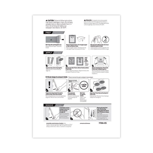 Picture of Picture Hanging Strips, Removable, Holds Up to 4 lbs per Pair, 0.5 x 3.63, White, 4 Pairs/Pack