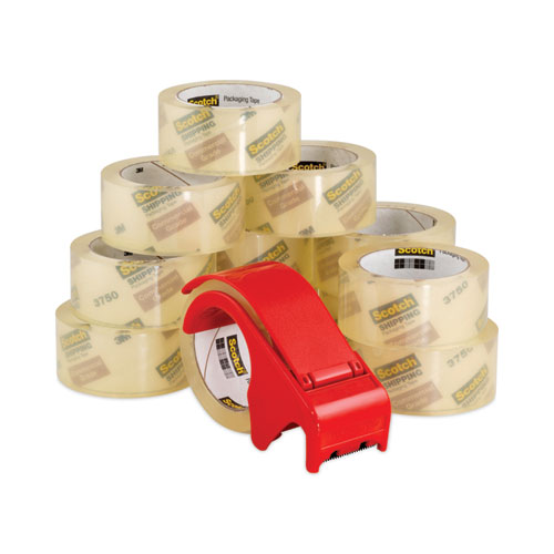 Picture of 3750 Commercial Grade Packaging Tape with DP300 Dispenser, 3" Core, 1.88" x 54.6 yds, Clear, 12/Pack